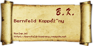 Bernfeld Koppány névjegykártya